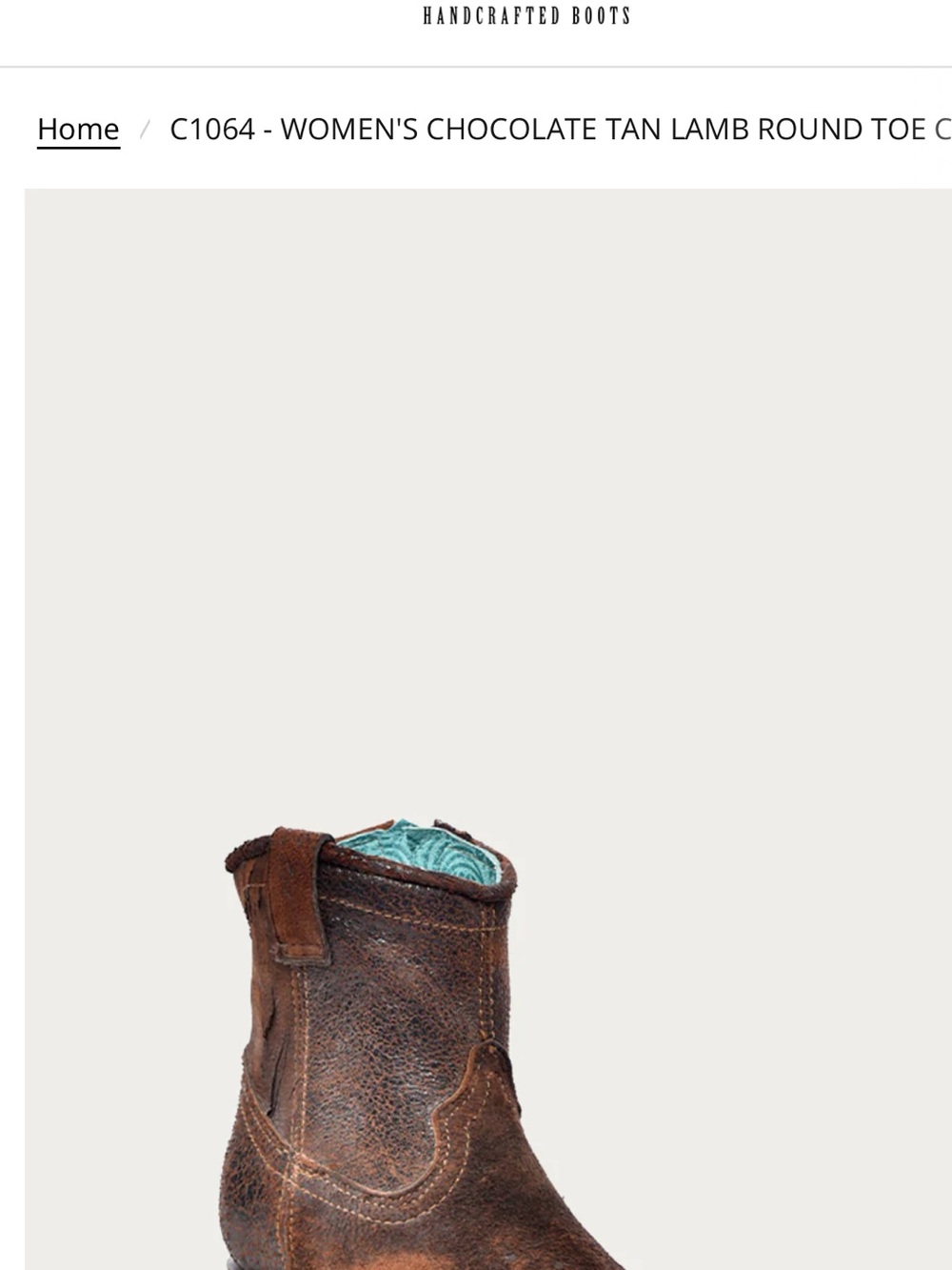 Corral WOMEN'S CHOCOLATE TAN LAMB ROUND TOE COWBOY BOOTIE WITH ZIPPER C1064 - Picture 4 of 12